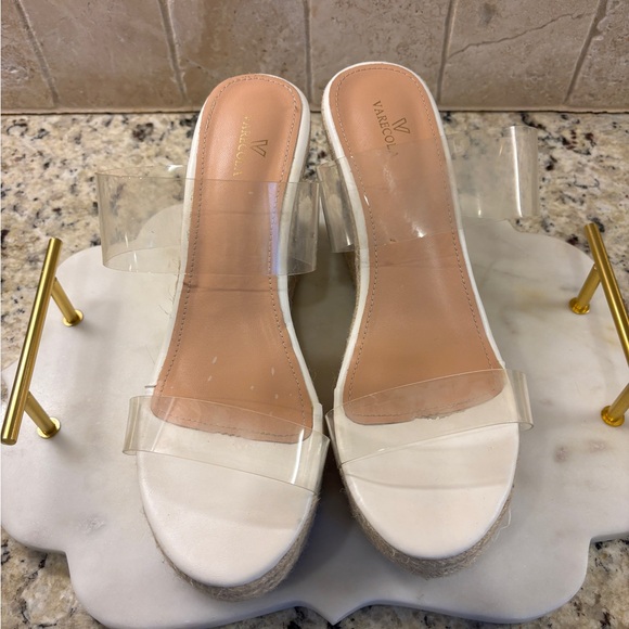 Wedge Jute Hemp Platform Slip-On Clear Strap Sandals 9 1/2 - Picture 4 of 11